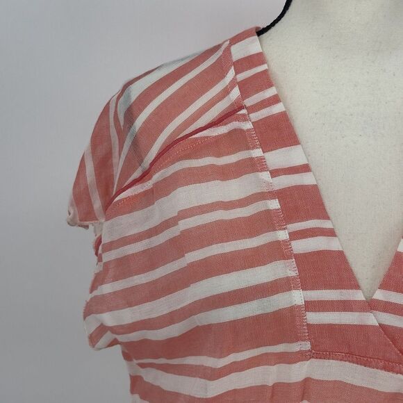 Athleta Beach Cover‎ Up Tassel Trim Stripe Coral & White Size Xsmall - Picture 5 of 9